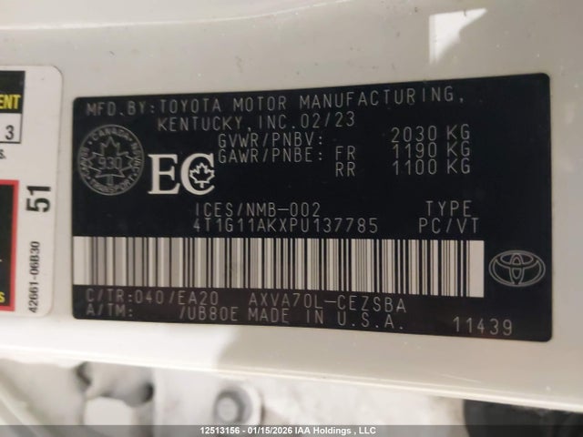 4T1G11AKXPU137785 Toyota Camry Se Night Shade/se