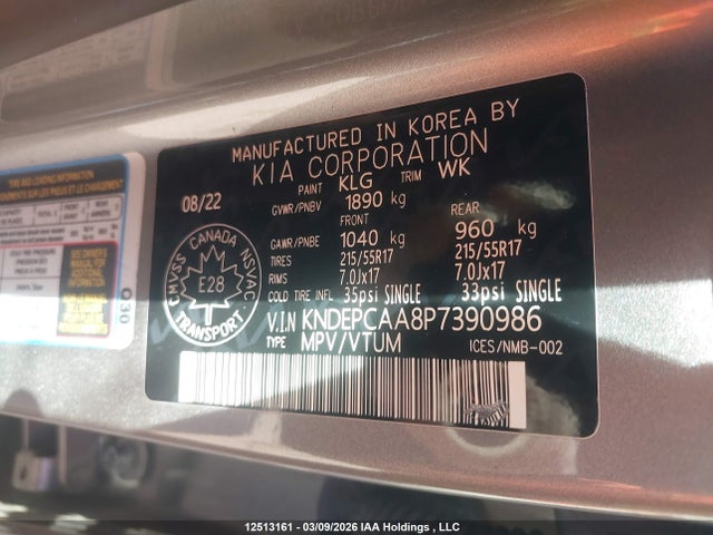 Aukcja sprzedaży 2023 Kia Seltos Lx, vin: KNDEPCAA8P7390986, numer aukcji: 12513161