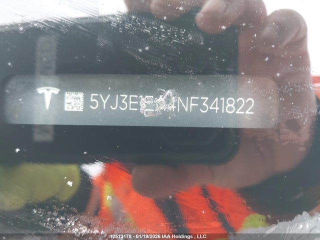 5YJ3E1EA4NF341822 Tesla Model 3 Rwd/standard Range