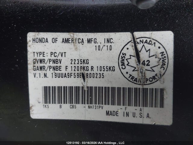 2011 Acura Tl 3.7 მანქანა იყიდება აუქციონზე, vin: 19UUA9F59BA800235, აუქციონის ნომერი: 12513192
