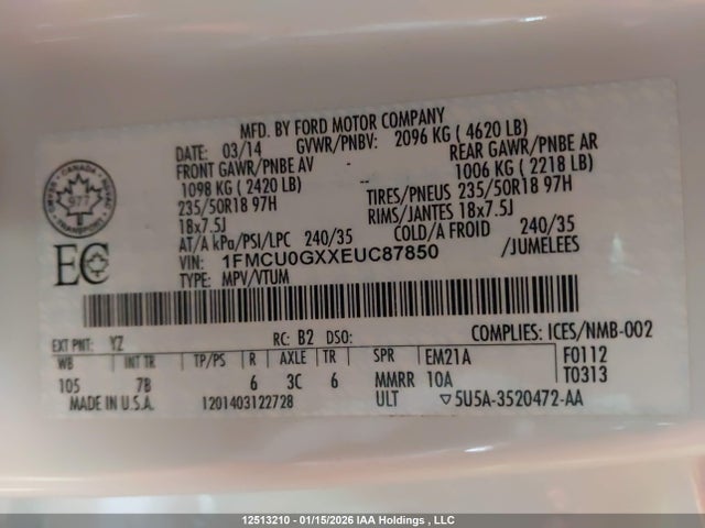 1FMCU0GXXEUC87850 Ford Escape