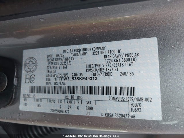 1FTFW3L53SKE49312 Ford F150 Xlt