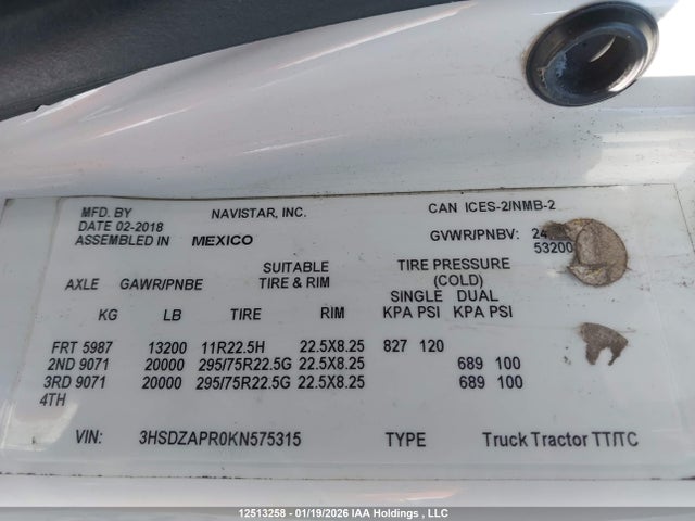 3HSDZAPR0KN575315 International Lt