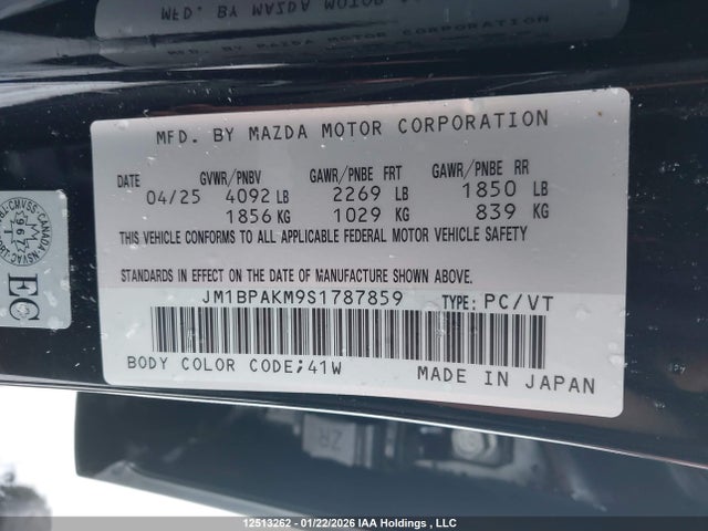 JM1BPAKM9S1787859 Mazda MAZDA3