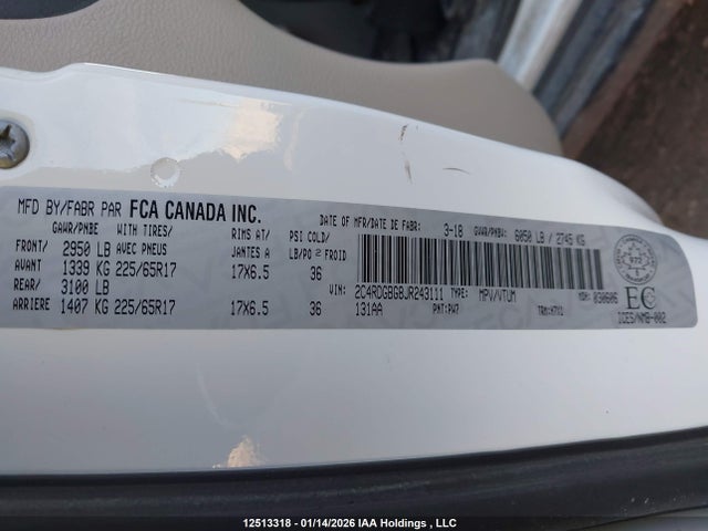 2C4RDGBG8JR243111 Dodge Grand Caravan Se