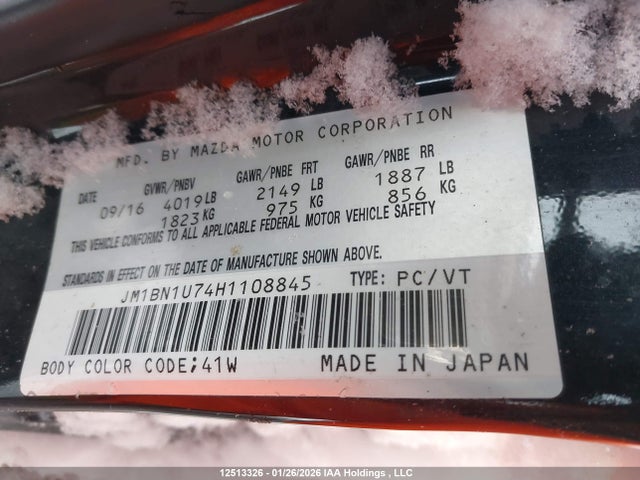 JM1BN1U74H1108845 Mazda Mazda3 Gx