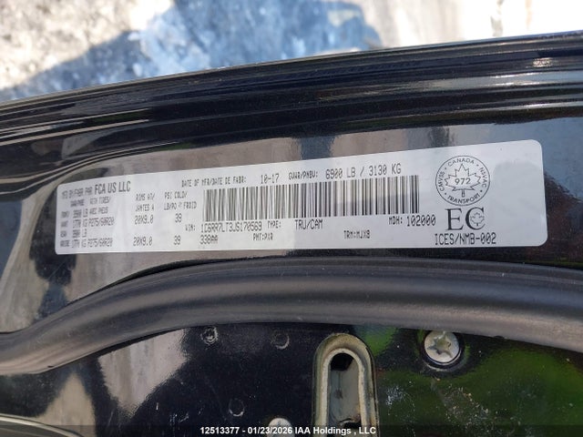 12513377 :رقم المزاد ، 1C6RR7LT3JS170569 vin ، 2018 Ram 1500 Slt مزاد بيع