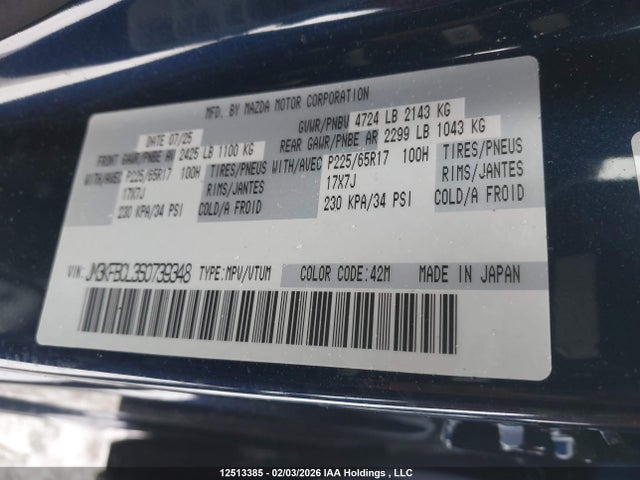 Aukcja sprzedaży 2025 Mazda Cx-5 Gs/kuro, vin: JM3KFBCL3S0739348, numer aukcji: 12513385