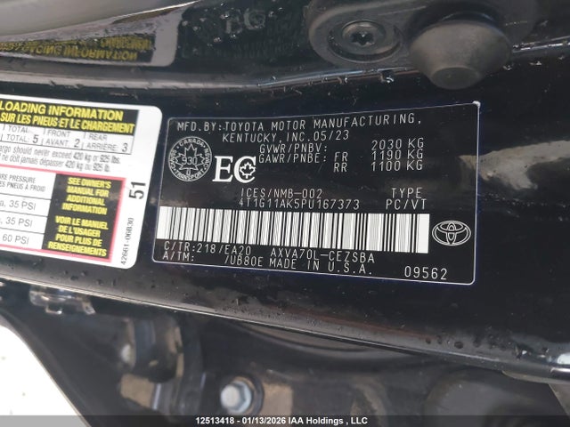 4T1G11AK5PU167373 Toyota Camry Se Night Shade/se
