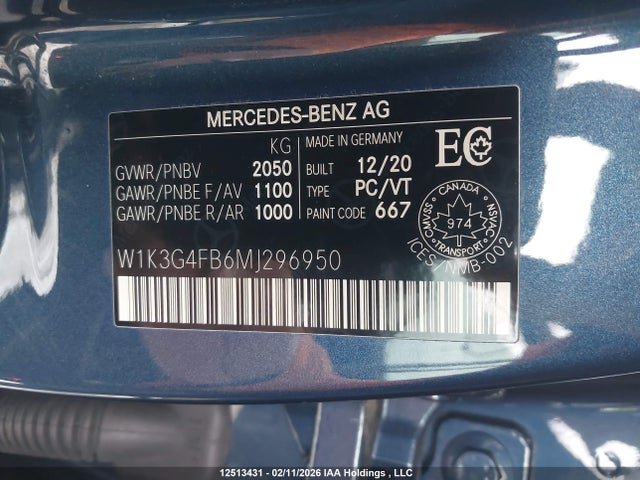 W1K3G4FB6MJ296950 Mercedes-Benz A 220 4matic
