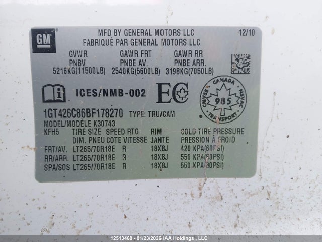 Aukcja sprzedaży 2011 Gmc Sierra K3500 Denali, vin: 1GT426C86BF178270, numer aukcji: 12513468