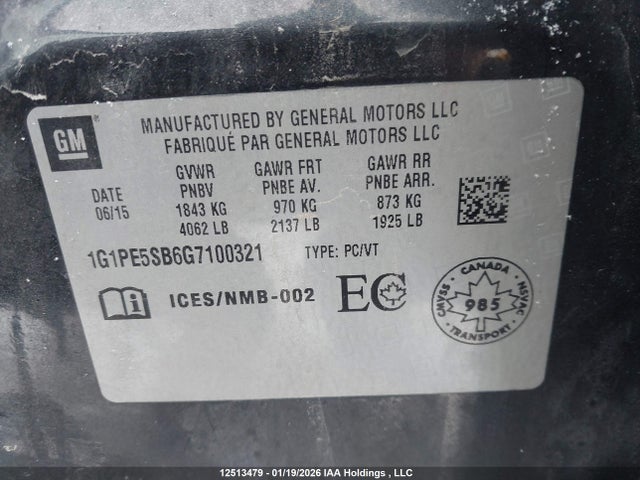 1G1PE5SB6G7100321 Chevrolet Cruze Limited Lt
