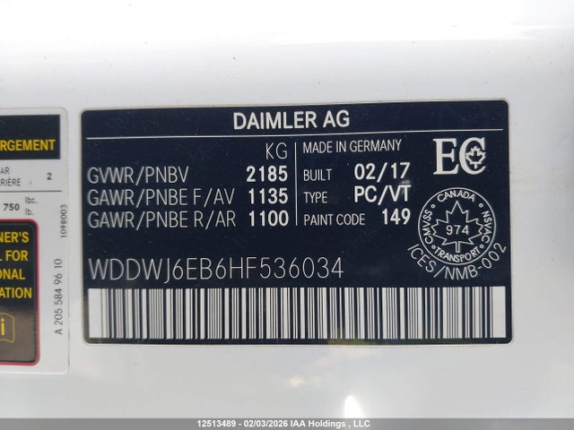 WDDWJ6EB6HF536034 Mercedes-Benz C 43 4mati Amg