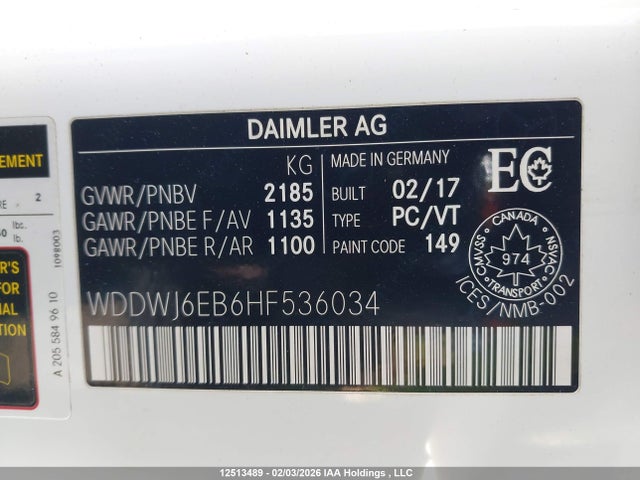 WDDWJ6EB6HF536034 Mercedes-Benz C 43 4mati Amg