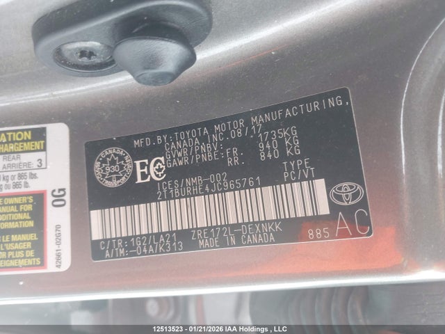 2T1BURHE4JC965761 Toyota Corolla L/le/xle/se/xse
