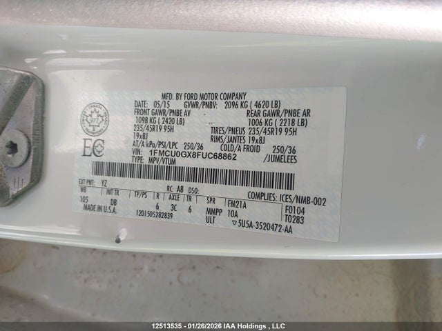 1FMCU0GX8FUC68862 Ford ESCAPE SE