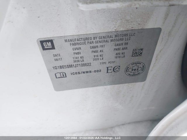 1G1BE5SM1J7108622 Chevrolet Cruze Lt Auto