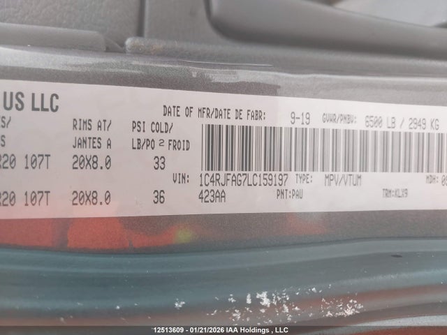 1C4RJFAG7LC159197 Jeep Grand Cherokee Altitude