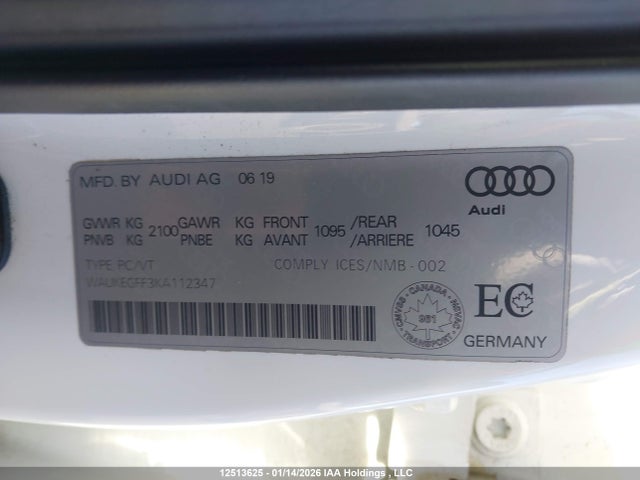 WAUKEGFF3KA112347 Audi A3 Prestige
