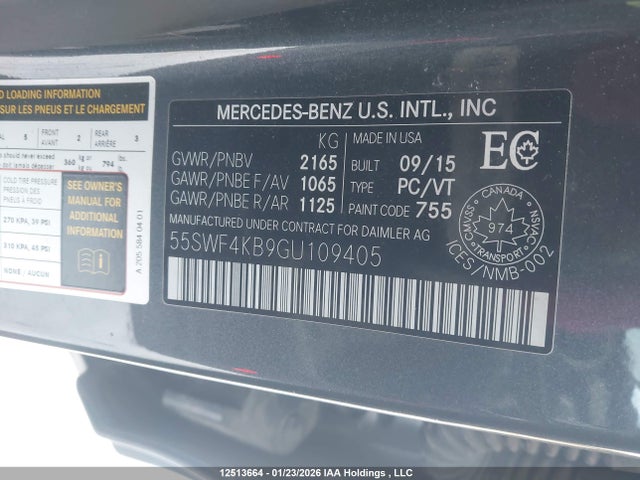 55SWF4KB9GU109405 Mercedes-Benz C 300 4matic