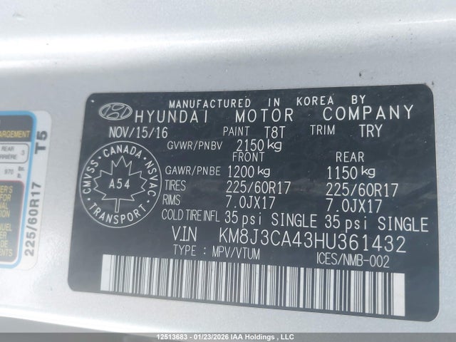 KM8J3CA43HU361432 Hyundai Tucson Premium