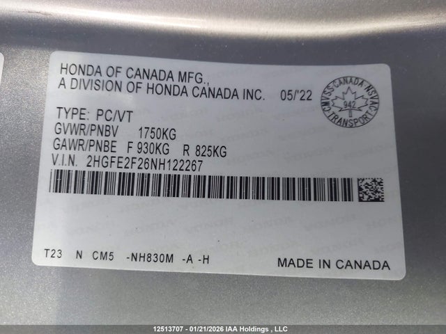 Honda Civic Lx 2022 2HGFE2F26NH122267 Image 9