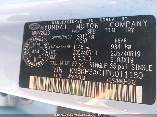 2023 Hyundai Kona N მანქანა იყიდება აუქციონზე, vin: KM8KH3AC1PU011180, აუქციონის ნომერი: 12513714