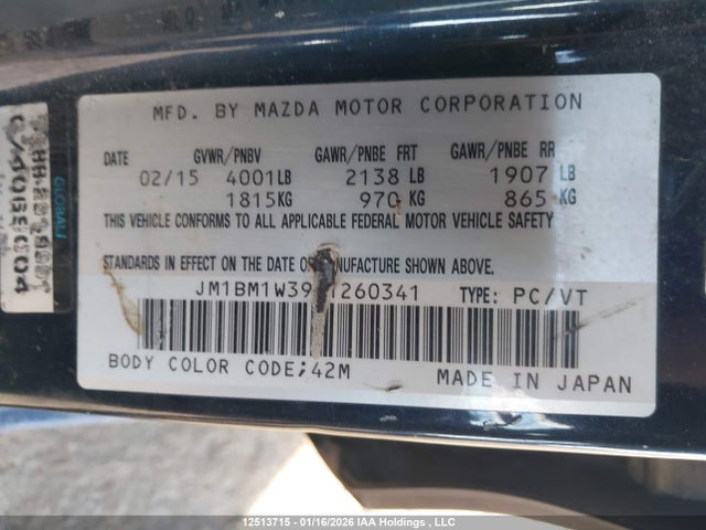 JM1BM1W39F1260341 Mazda 3 Grand Touring