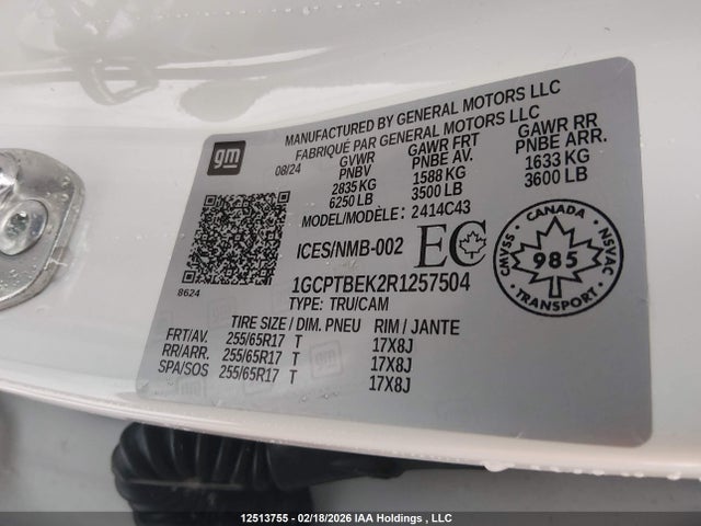Aukcja sprzedaży 2024 Chevrolet Colorado, vin: 1GCPTBEK2R1257504, numer aukcji: 12513755