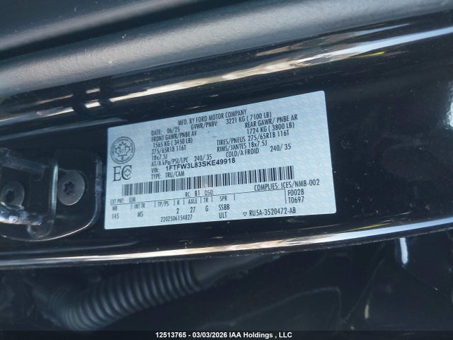 1FTFW3L83SKE49918 Ford F150 Xlt