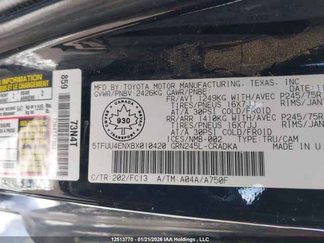 Продаж на аукціоні авто 2011 Toyota Tacoma Access Cab, vin: 5TFUU4ENXBX010420, номер лоту: 12513770