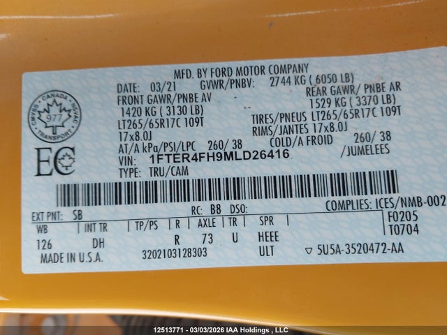 1FTER4FH9MLD26416 Ford Ranger Xl/xlt/lariat