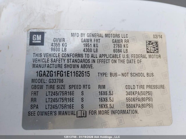 1GAZG1FG1E1162615 Chevrolet Express 3500 Lt