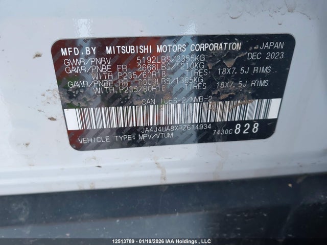 JA4J4UA8XRZ614934 Mitsubishi Outlander