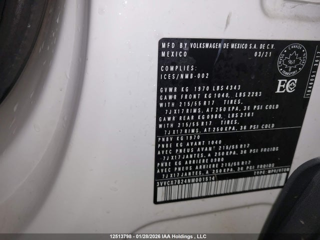 3VVCX7B24NM001514 Volkswagen TAOS S