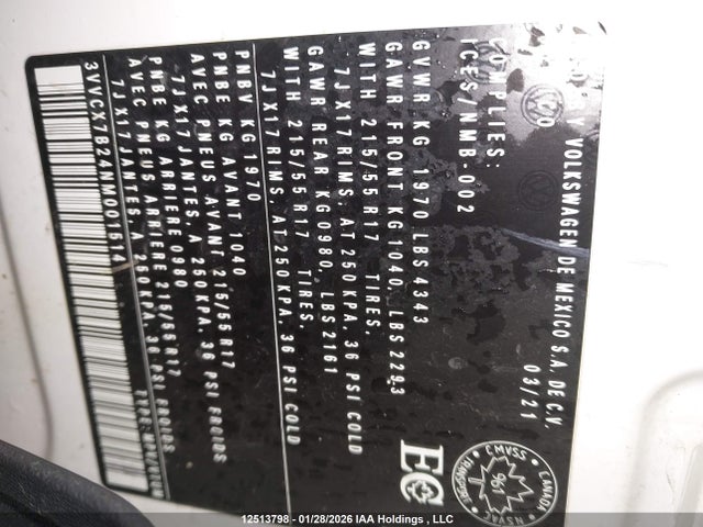3VVCX7B24NM001514 Volkswagen TAOS S