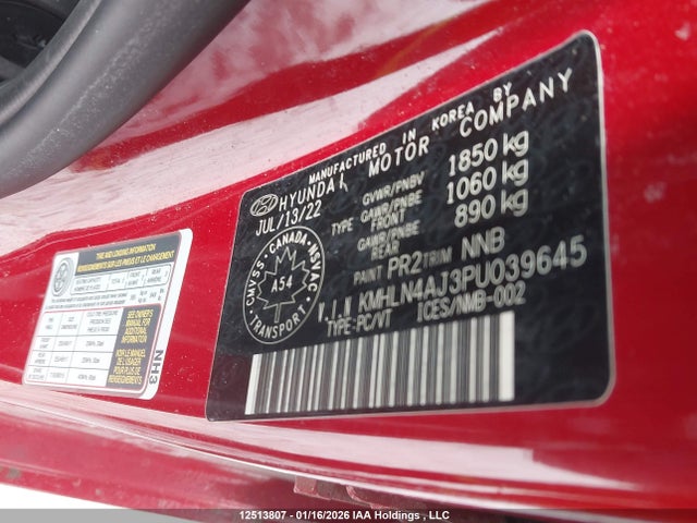 KMHLN4AJ3PU039645 Hyundai Elantra Hybrid Luxury