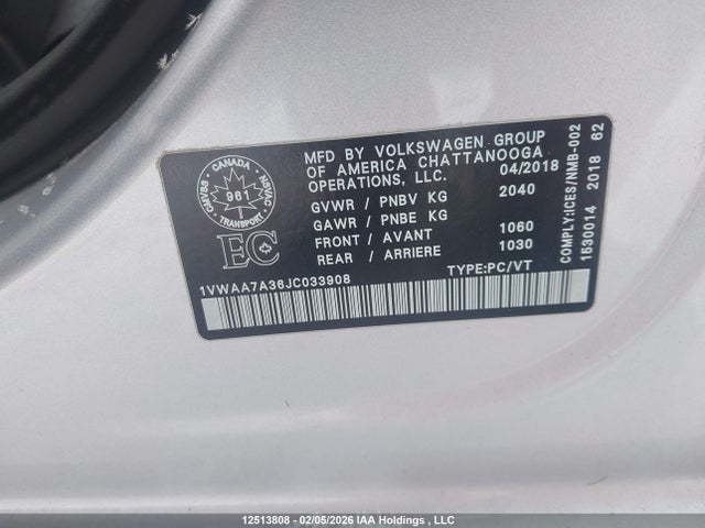 1VWAA7A36JC033908 Volkswagen Passat