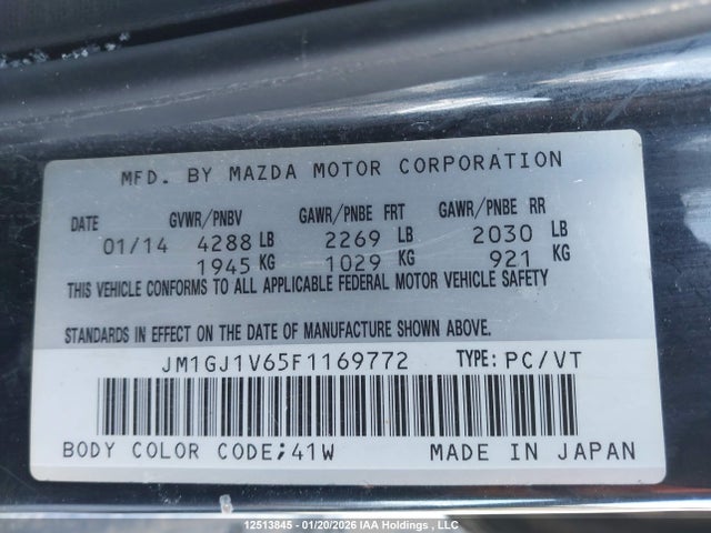 JM1GJ1V65F1169772 Mazda MAZDA6