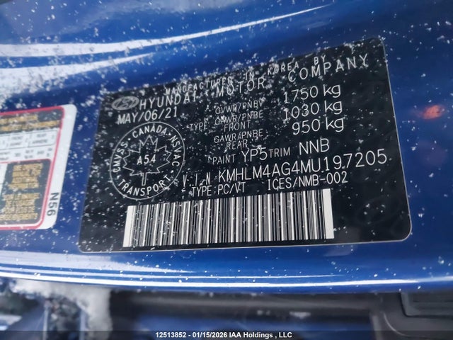 KMHLM4AG4MU197205 Hyundai Elantra