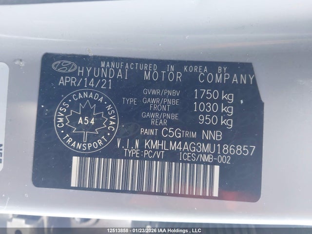 KMHLM4AG3MU186857 Hyundai Elantra