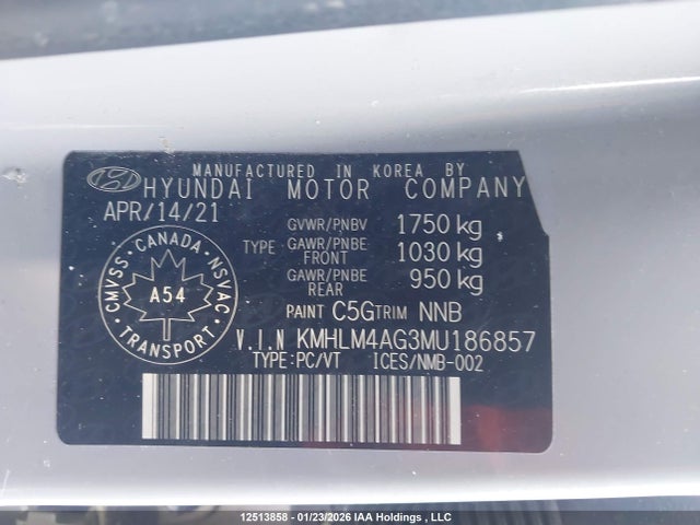KMHLM4AG3MU186857 Hyundai Elantra