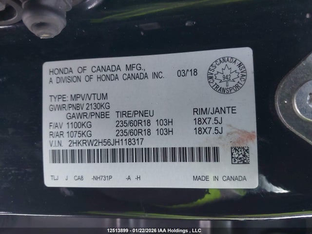 Honda CR-V 2018 2HKRW2H56JH118317 Image 9