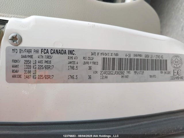 2C4RDGBG2JR302802 Dodge Grand Caravan