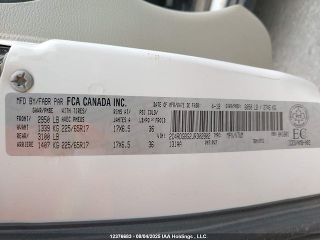 2C4RDGBG2JR302802 Dodge Grand Caravan