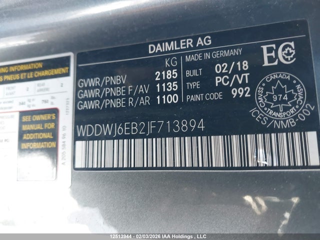 WDDWJ6EB2JF713894 Mercedes-Benz C 43 4mati Amg