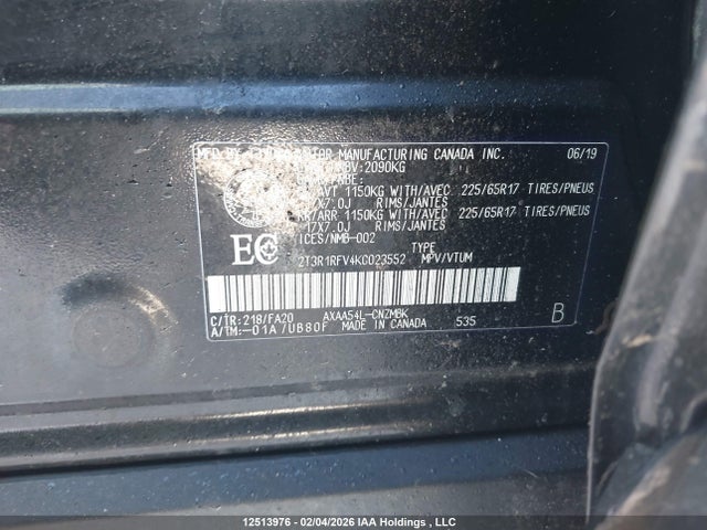2019 Toyota Rav4 მანქანა იყიდება აუქციონზე, vin: 2T3R1RFV4KC023552, აუქციონის ნომერი: 12513976
