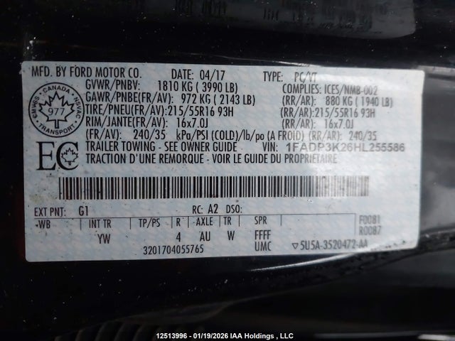 1FADP3K26HL255586 Ford Focus