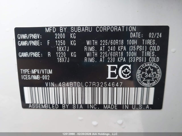 4S4BTDLC7R3254647 Subaru Outback Onyx
