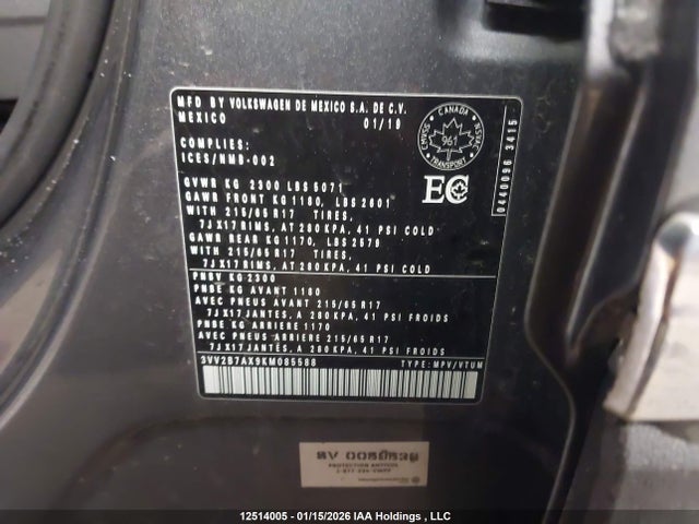 3VV2B7AX9KM085588 Volkswagen Tiguan